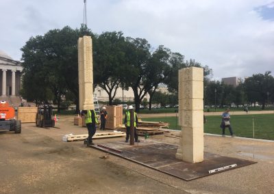 Leveling steel plates and placing columns